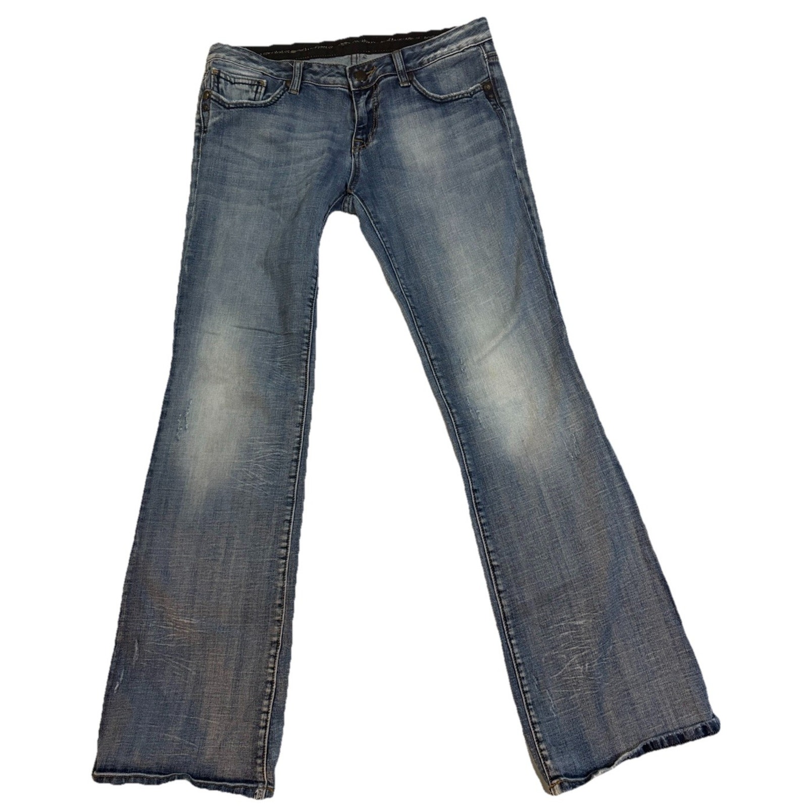 Y2k Lowrise Bootcut Jeans Womens 10 Rerock Express Stretch Embroidered Pockets